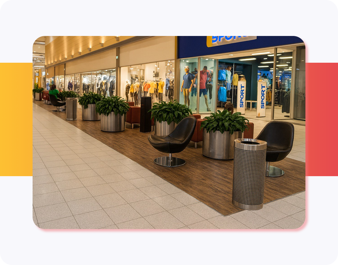 Укладка кварцвиниловой плитки в ТЦ "Мега", 2017 г.