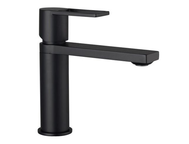 Смеситель Kub для умывальника с гибкой подводкой 40см, без донного клапана, матовый черный 54-020-ner